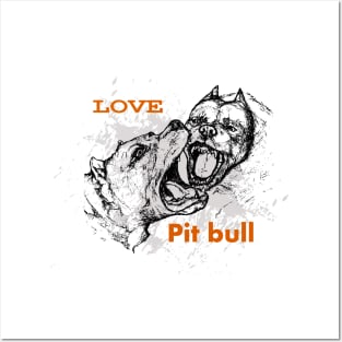 Love pit bull terrier Posters and Art